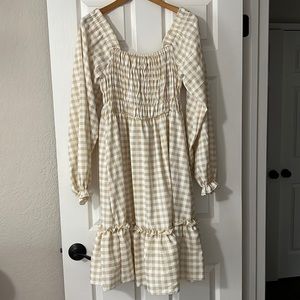 Gingham long sleeve dress